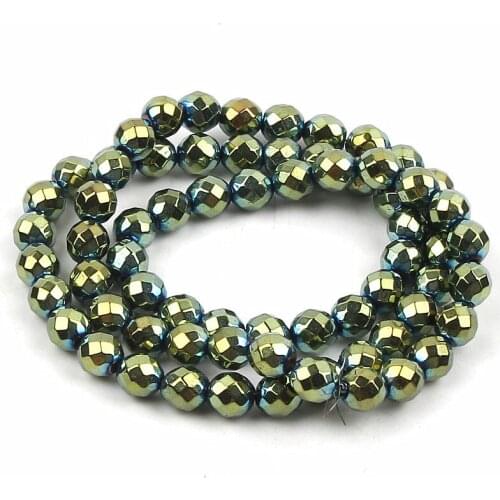 Faceted Ball 6mm 65pcs/Strand Natural Stone Hematite Loose Round Beads For Jewelry Diy Handmade Bracelet Necklace Accessories