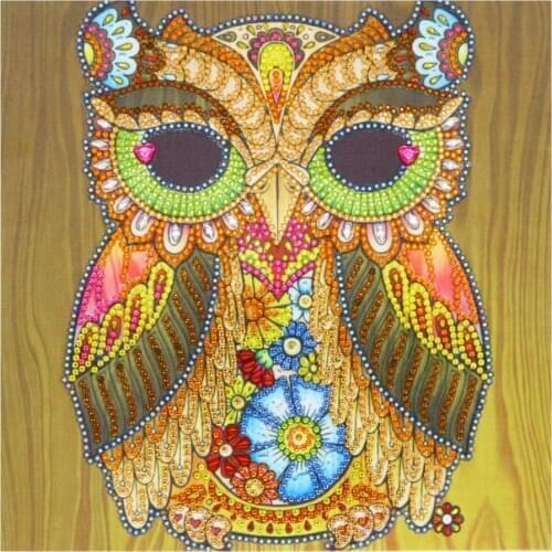 Round diamond shaped diamond paint 5DDIY owl with golden diamond cross stitch Mosaic cartoon pattern crystal diamond home decora