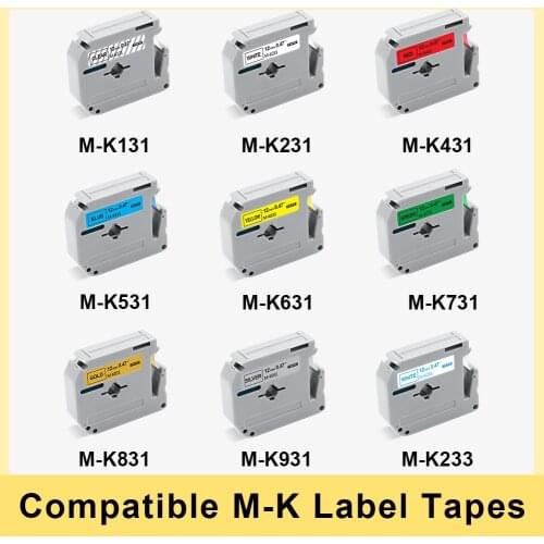 Labelwell MK231 12mm Label Tape Compatible for Brother M-K231 MK 231 MK-231 Black on White Pattern Ribbon for P-touch Printer