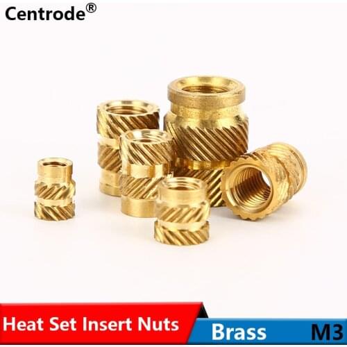 Brass Insert Nuts Injection Hot-melt Brass Nut Double Twill Knurled Brass Nut Hot Pressed into Plastic Inset Nut M3 50Pcs
