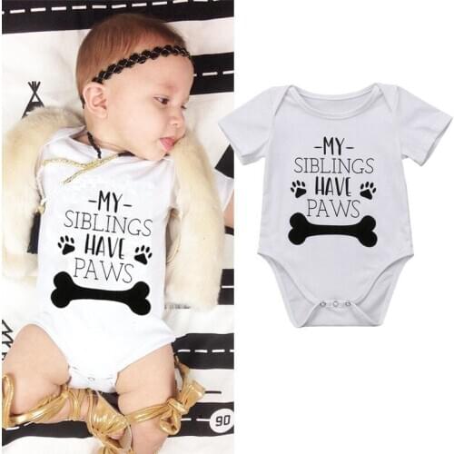 Citgeett Summer Infant Newborn Baby Boys Girls Letters Short Sleeves Bodysuit Jumpsuit Summer Clothes Outfit Casual SS