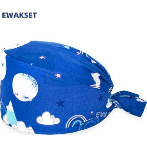 Medical scrub hat 2021 New Nurse Hat For Women Men gorros quirurgic Salon Pharmacy Bonnet Caps Lab Pet Doctor Surgicals Cap