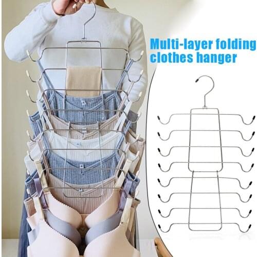 Multi-Layer Underwear Hanger Foldable Alloy Clothes-rack Clothes Storage Accessory for Tie Scarf Vest UD88
