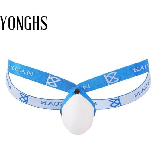 Mens Erotic Lingerie Underwear Low Rise Elastic Waistband U Shape Sponge Bulge Pouch Open Butt Jockstrap Thong Briefs Underwear