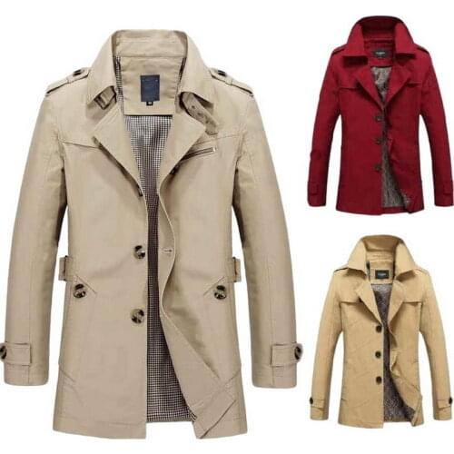 Factory Outlet Male Casual Jacket Long Trench Cotton Washed Jacket Brand Classic Special Offer Trench Breasted Overcoat Men
