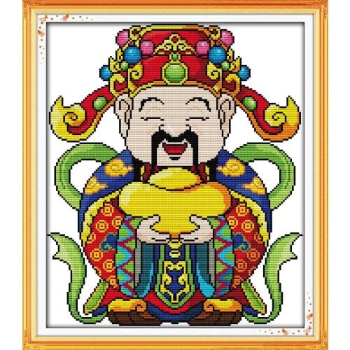 God of wealth (3) cross stitch kit cartoon count stamped fabric 14ct 11ct hand embroidery DIY handmade needlework supplies bag