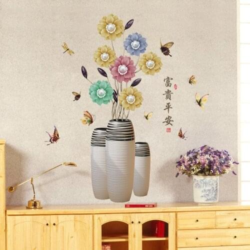 Chinese Style Fu Gui Ping An Wall Sticker Home Decor Bedroom Living Room Sofa Backdrop Decoration DIY Vinyl Wallpaper Home Decor