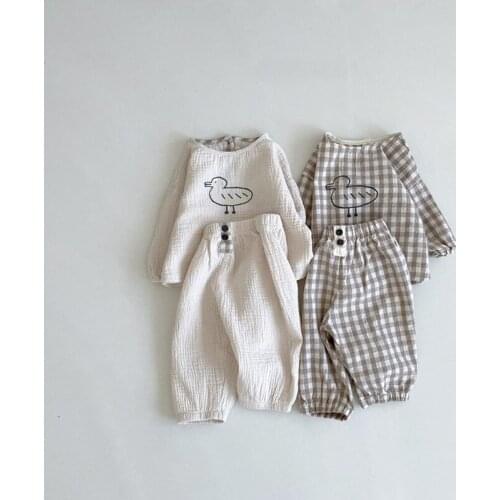 Newborn Baby Clothing Set Spring Autumn Infant Girls Fashion Tracksuit Set Top+Linen Cotton Pants Toddle Kids 2pcs Clothes