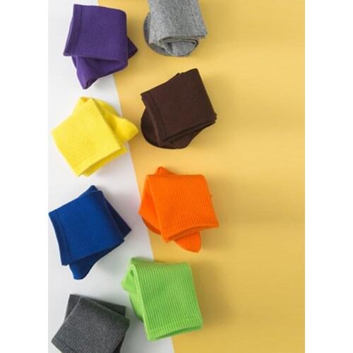 Solid color socks Ⅱ Spring and Autumn Middle tube Knitted Japanese Korea Loose Long Socks Women Ins Soft Fashion girls Comfort