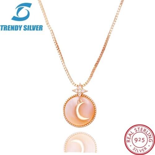 925 sterling silver necklace chain for women woman rose gold plated pendant jewelry pave CZ