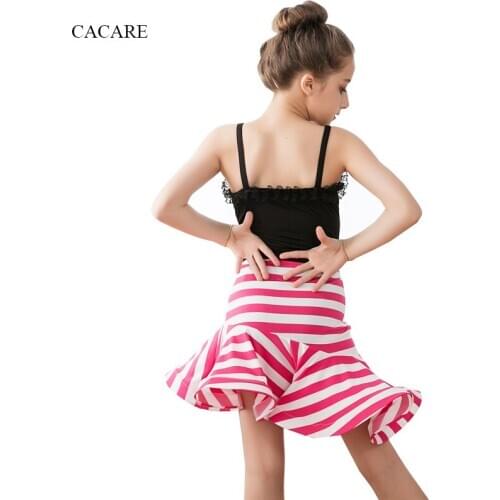 Latin Dance Dress for Girls CHEAPEST Flapper Salsa Dress Girls Dance Dress D0993 Strip Print Lace Decoration Top Skirt Set