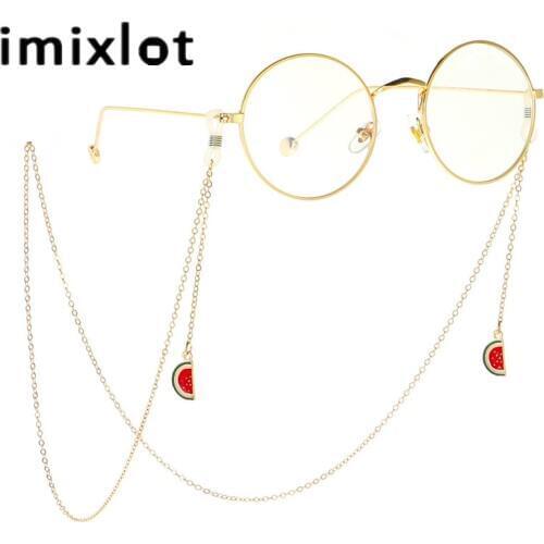 Imixlot Cute Fashion Small Fruit Watermelon Pendant Glasses Chain for Women Kids Charm Sunglasses Chain Metal Hanging Neck Rope