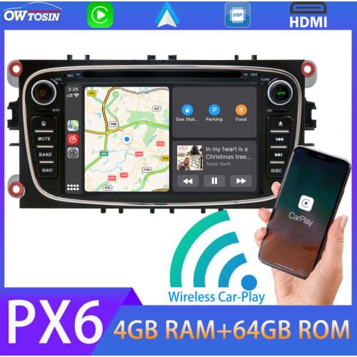 PX6 4G+64G Android 10.0 Car DVD Multimedia Player For Ford Mondeo Focus S C Max Galaxy GPS Navi Radio Wireless Carplay DSP HDMI