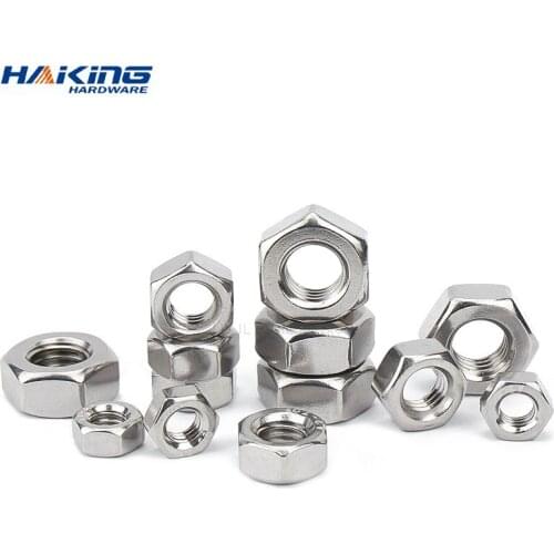 25/50/100pcs Hexagon High Quality 304 Stainless Steel Hex Nuts Metric DIN934 M1.4 M1.6 M2 M2.5 M3 M4 M5 M6 Nut For Screws Bolts