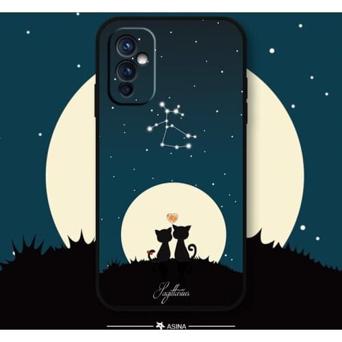 ASINA Cute Case for Oneplus 9 8t 8 Pro 9R Square Edge Liquid Silicone Cover for Oneplus 7 7T Pro Nord Cartoon Constellation Capa