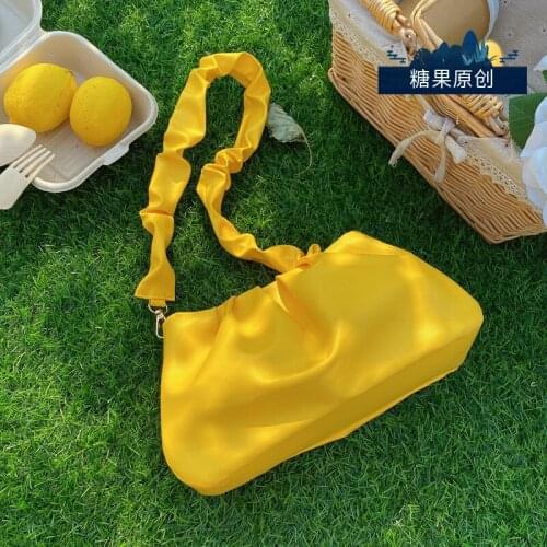 Womens Small Soft Leather Bag Summer Fashion Ladies Pleated Strap Shoulder Underarm Bags Luxury Designer Female Handbags Purses