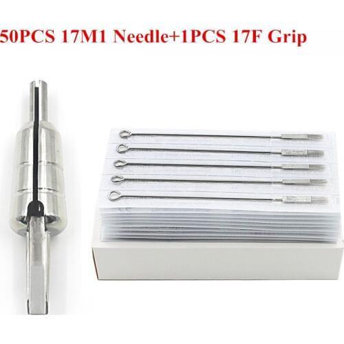 EZ Pro 50 pcs Magnum Tattoo Needles 17M1 with 1 pcs Stainless Steel Magnum bullet tubes 17F Tattoo Grip tattoo supply 1 set/lot