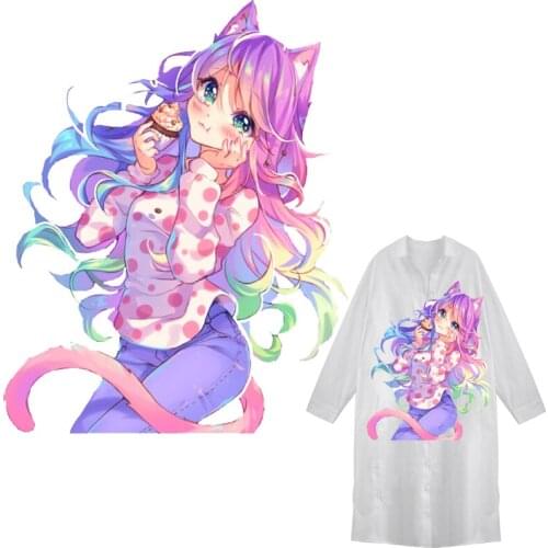 Anime Cute Girl Patches Thermal Stickers on Clothes Iron-on Transfers for Clothing Thermoadhesive Patch Diy Applique for Dress
