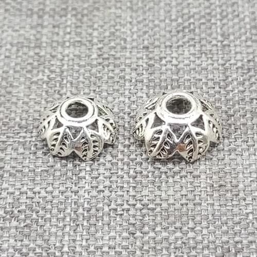 20 Pieces of 925 Sterling Silver Leaf Bead Caps Nature Tree Leaves Bracelet Spacer Cap