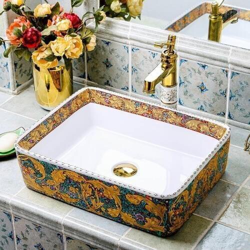 Modern style porcelain wash basin colorful ceramic sink for bathroom