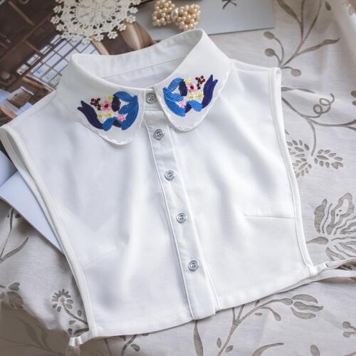 YSMILE Y New Arrived False Collar High Quality Very Cute Women Embroidery Organza Chiffon Shirt Collar Clothes Accessories P2282