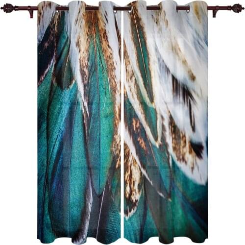 Peacock Feather Valance Window Curtains For Living Room Bedroom Kitchen Home Luxury Youth Room Treatment Window Curtains