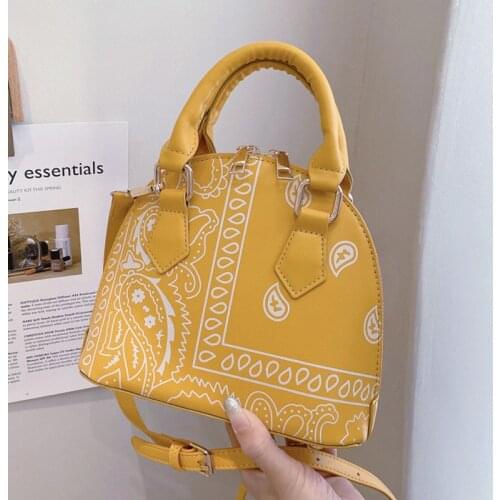 PU Leather Handbags for Women 2021 Luxury Designer Shopper Wallet Fashion New National Style Cashew Flowers Shell Crossbody Bags