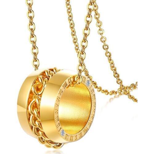 ZORCVENS CZ Stone Roman Numeral Choker Necklaces for Women Gold Color Stainless Steel Round Charm Pendant Necklace Female