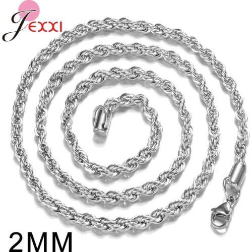 Hot Sale Retail Wholesale 925 Sterling Silver Necklace Women Man Necklace 2-4MM 16-30 inches Twist Rope Chain Jewelry Accessory