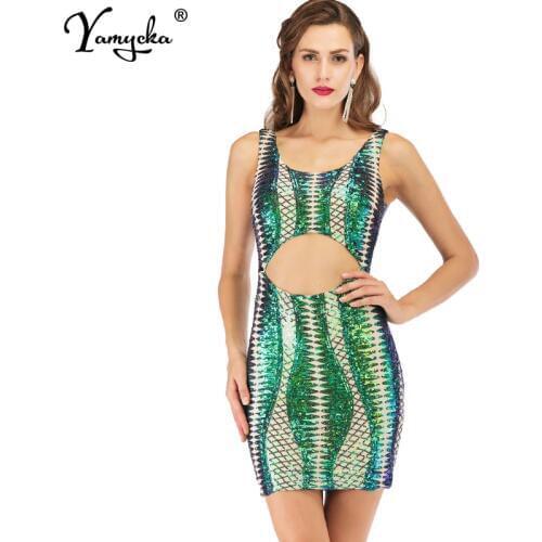 Sexy Red black green gold Sequins summer dress women Hollow Elasticity party dress elegant club bodycon midi dresses vestidos HL