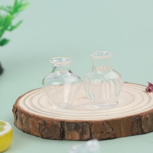 1Pc Glass Mini Model Doll House Flowerpot Vase 1/12 Scale Handcrafted Dollhouse Decoration