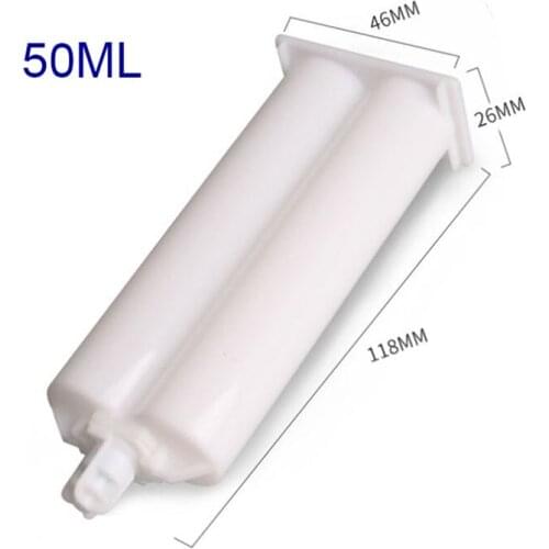 10pcs 50ML 1:1/2:1/4:1/10:1 Ratio Manual Push Rod AB Glue Dual Syringe Barrel For AB Glue Dispenser Syringes