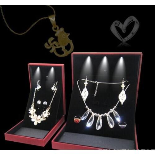 10pcs/lot LED Jewelry Box Necklace Pendant Ring Earring Boxes Engagement Wedding Jewelry Gift Box Display Storage Case