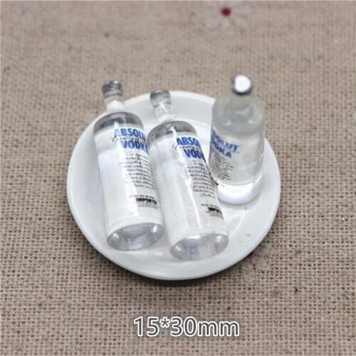 10pcs Kawaii Resin Simulation 3D Wine Bottle Miniature Art Flatback Cabochon DIY Craft Decoration,15*30mm