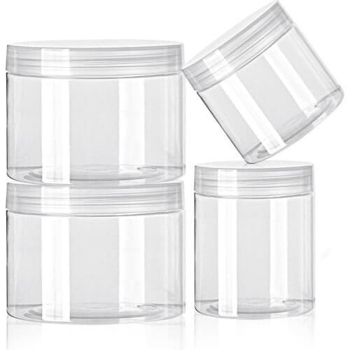 10pcs 1-5oz Wide Mouth Plastic Jars Clear Lid PET Empty Slime Containers Dry Food Storage Cream Sample Can Tin Refillable Makeup
