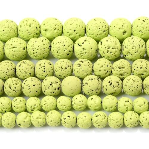 Fluorescent Green Lava Natural Stone Beads Round Loose Bead for Jewelry Making DIY Charm Bracelet Accessories 4/6/8/10/12mm