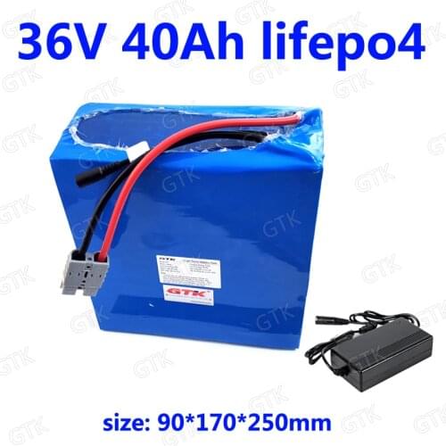 GTK waterproof 36V 40AH Lifepo4 lithium battery BMS for 2000W scooter bike Tricycle golf cart Backup power supply +5A charger