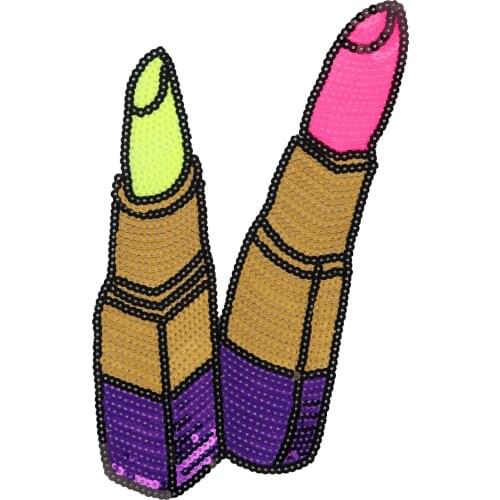 GUGUTREE embroidery Sequins big lipstick patches lip patches badges applique patches for clothing JW-64