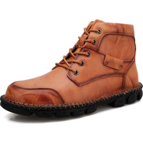 Hommes chaussures Fashion Ankle boots genuine leather Boots High-Top Retro Black Brown Boots outdoor snow Boots Male Shoes men