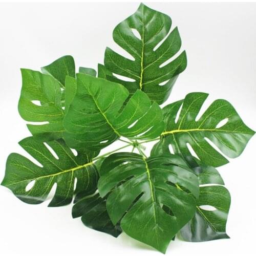 Artificial Plastic Plants DIY Home Decoration 9 leaves Artificial Turtle Leaves Green Plants Vivid