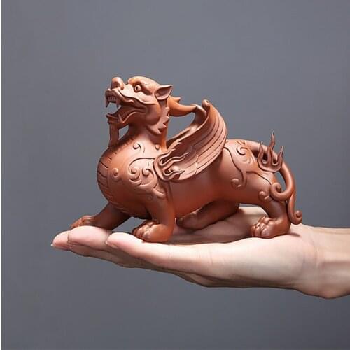 Ceramic purple sand animal God beast sculpture Chinese style home Feng Shui decorative accessories Tea set pet ornaments statue