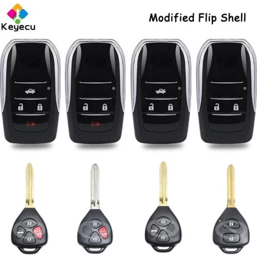 KEYECU 2 3 4 Buttons TOY43 Blade Modified Flip Key Shell Case FOB for Toyota Corolla Camry Reiz RAV4 Crown Avalon Venza Matrix