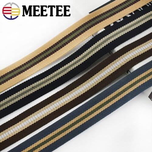 2M 38mm Stripe Canvas Ribbon Polyester Cotton Webbing Strap for Binding Belts Tape Bag Backpack DIY Sewing Biasband Accessories