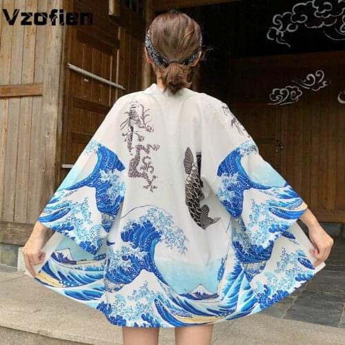 Summer Kimono Cardigan Loose SunProof Clothing Japanese Harajuku Streetwear Women Asian Clothes Haori Geisha Yukata Cosplay