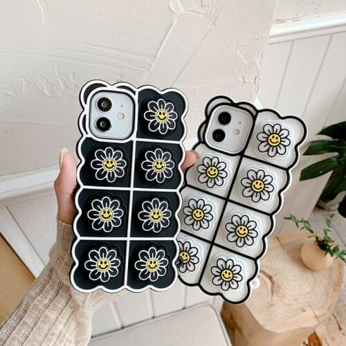 Cute Cartoon Daisies Case for iPhone 12 11 Pro X XR XS Max 6 6s 7 8 Plus SE 2020 mini Sunflower Soft Silicone Cover
