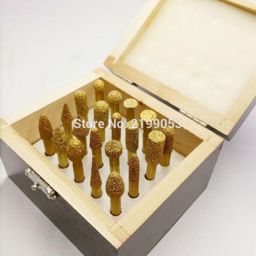 YIYAN 20pcs/set 6mm shank vacuum brazed diamond burrs set rotary die grinder points burs for stone granite and concrete
