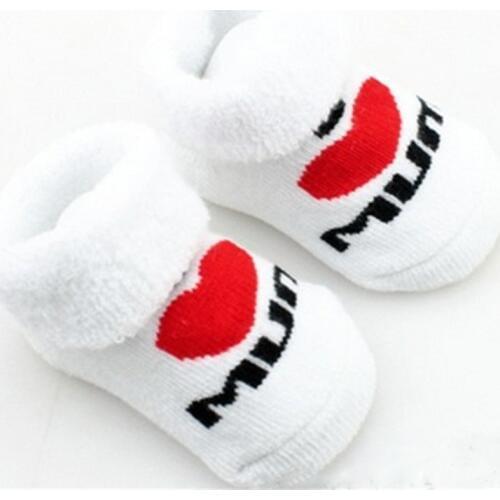 100% Cotton Baby Socks Rubber slip-resistant Floor Socks Love Dad Love Mum Cartoon Kids Socks