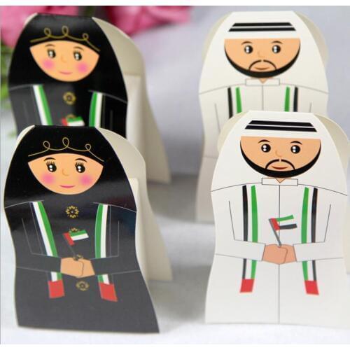 New Creative united Arab Emirates candy box wedding package 50pcs Bride + 50pcs Groom