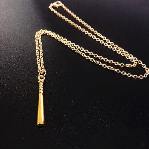 New Fashion Necklace 35x5mm Antique Gold baseball bat club Pendants Short Long Women Men Colar Gift Jewelry Choker