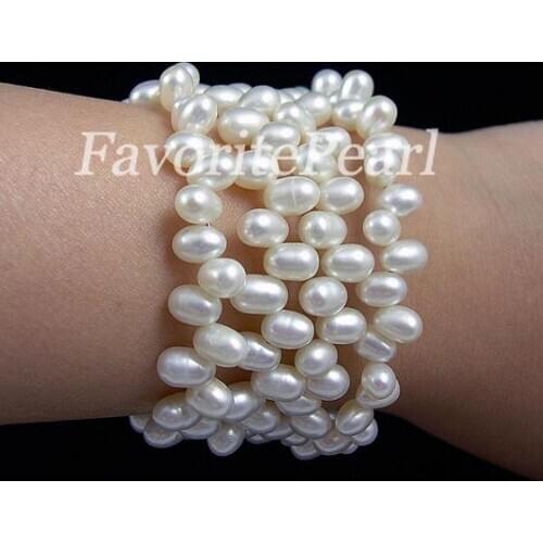 New Arrival Pearl Bracelet Triple Row 7-8 inches White Natural Freshwater Pearl Wrap Bracelet Handmade Fine Jewelry Wedding Gift